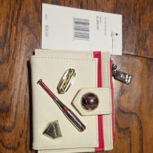 White And Pink Bifold Baseball Betsey Johnson Wallet
